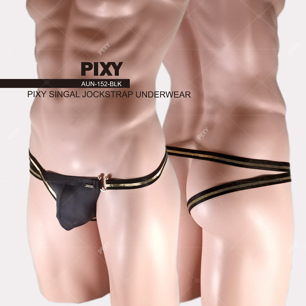 PIXY SIGNLE SIDE JOCKSTRAP UNDERWEAR-BLACK