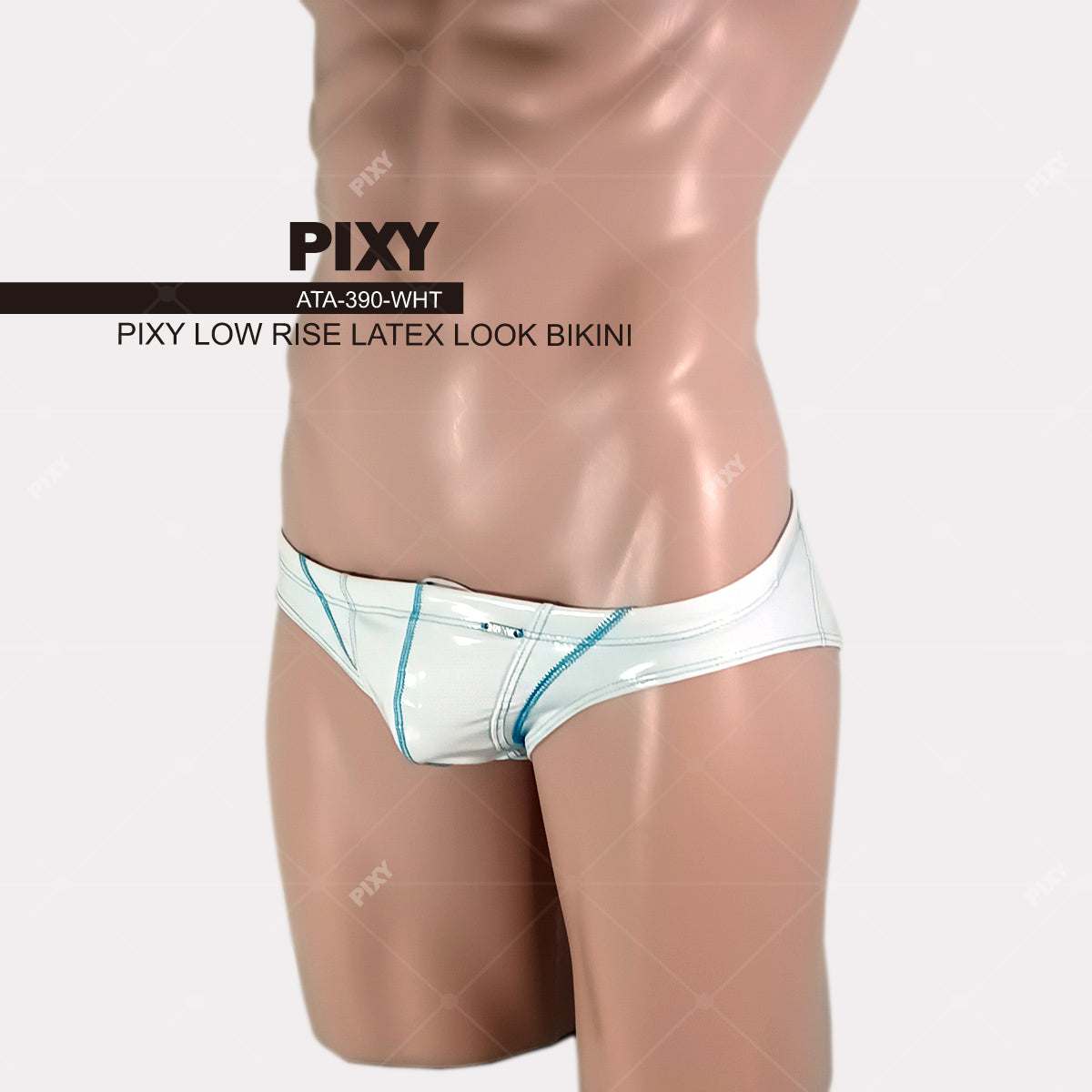 PIXY LOW-RISE LATEX LOOKRACING BIKINI SWIMWEAR