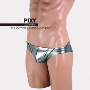 PIXY LOW-RISE LATEX LOOKRACING BIKINI SWIMWEAR