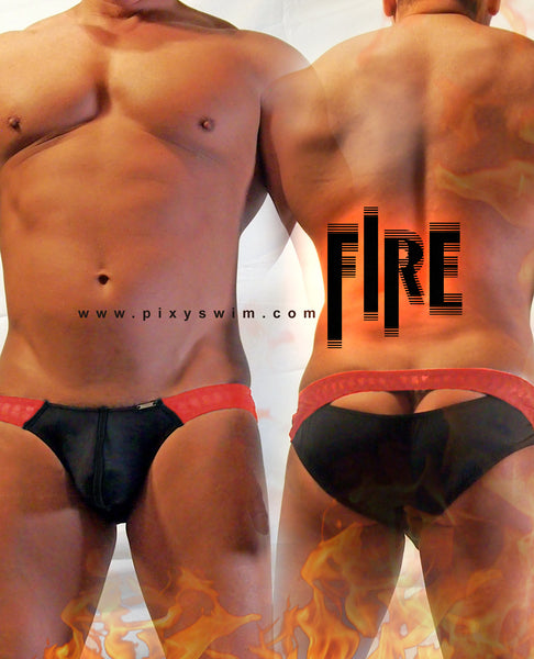 PIXY  CUTOUT BACK BIKINI UNDERWEAR- FIRE