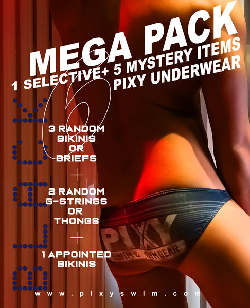 PIXY UNDERWEAR MEGA PACK OF 6- BLACK