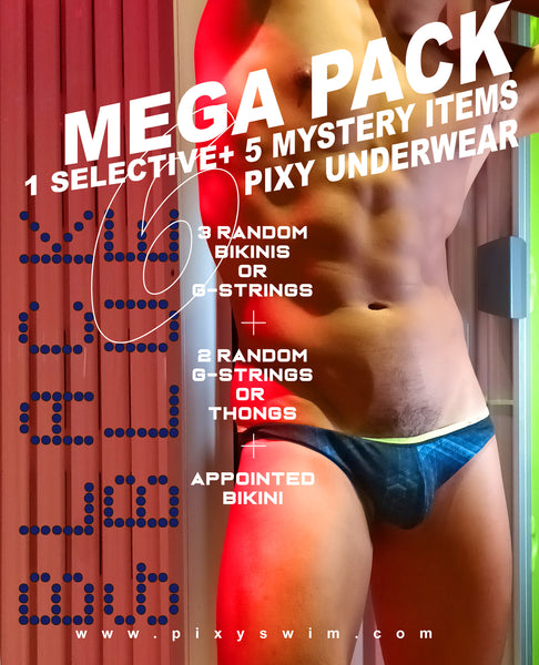 PIXY UNDERWEAR MEGA PACK OF 6- BLACK & BLUE