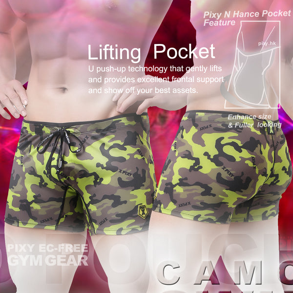 PIXY EC-FREE GYM GEAR SWIM JAMMERS-CAMOUFLAGE